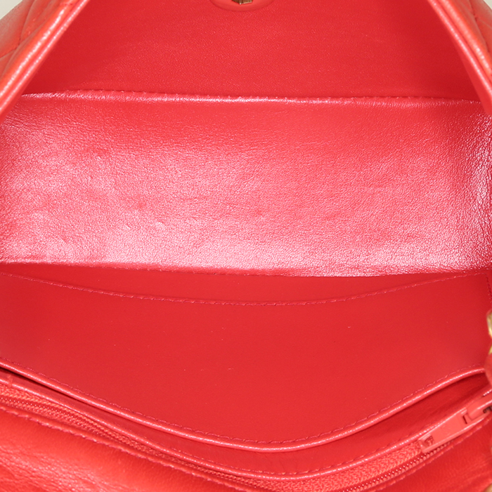 Borsa a tracolla Chanel Mini Timeless in pelle trapuntata rossa - Detail D2