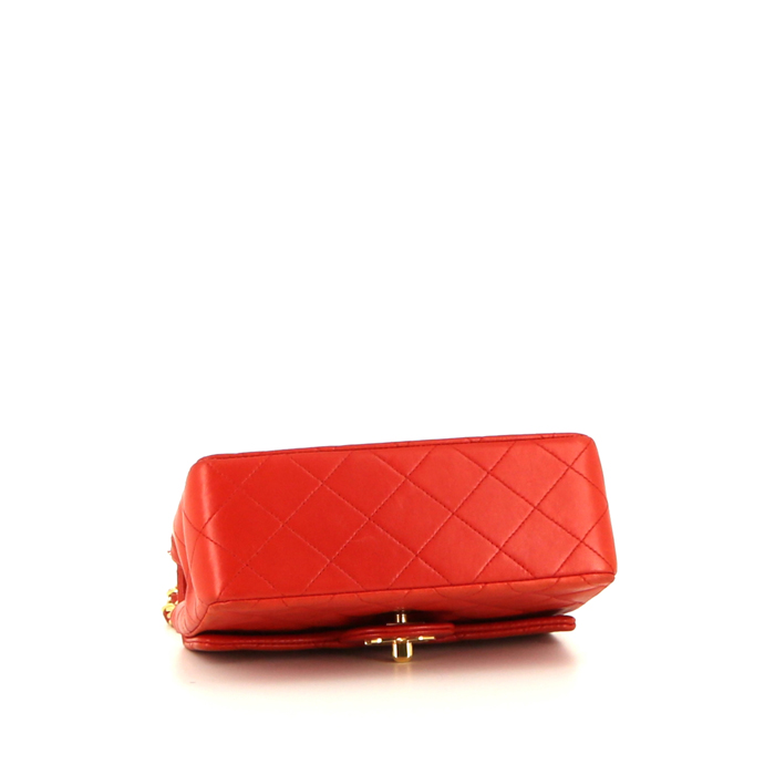Chanel Mini Timeless shoulder bag in red quilted leather - Detail D5