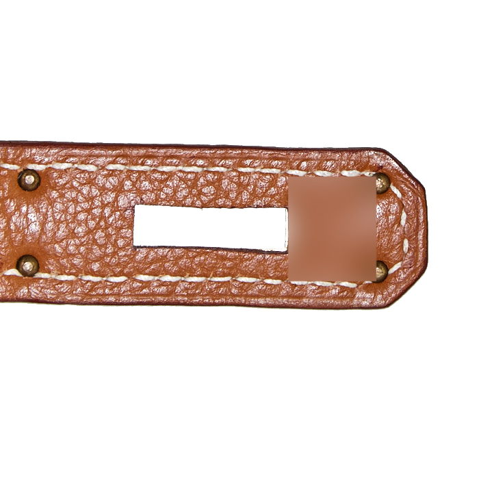 Hermes Haut à Courroies handbag in gold togo leather - Detail D4