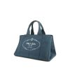 Prada Jacquard shopping bag in blue canvas - 00pp thumbnail