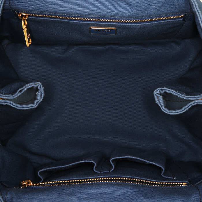 Sac cabas Prada Jacquard en toile bleue - Detail D2