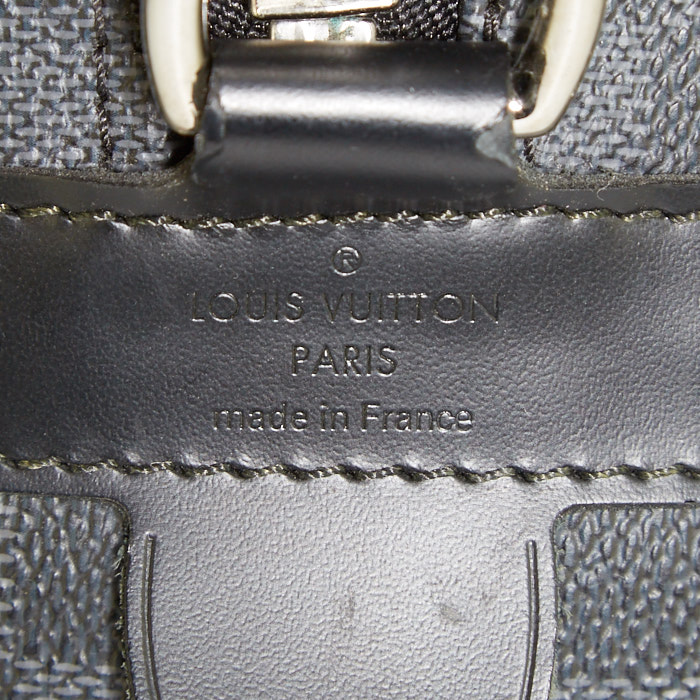 Porta-documentos Louis Vuitton Porte documents Voyage en lona a cuadros negra y cuero negro - Detail D4