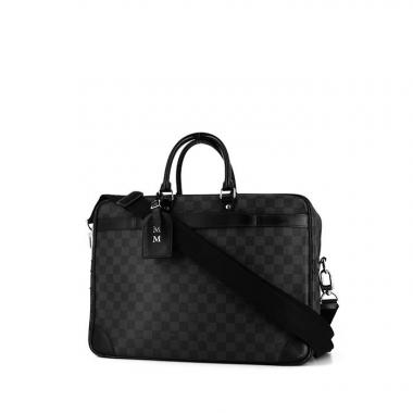 Louis Vuitton Porte documents Voyage briefcase in black damier canvas and black leather