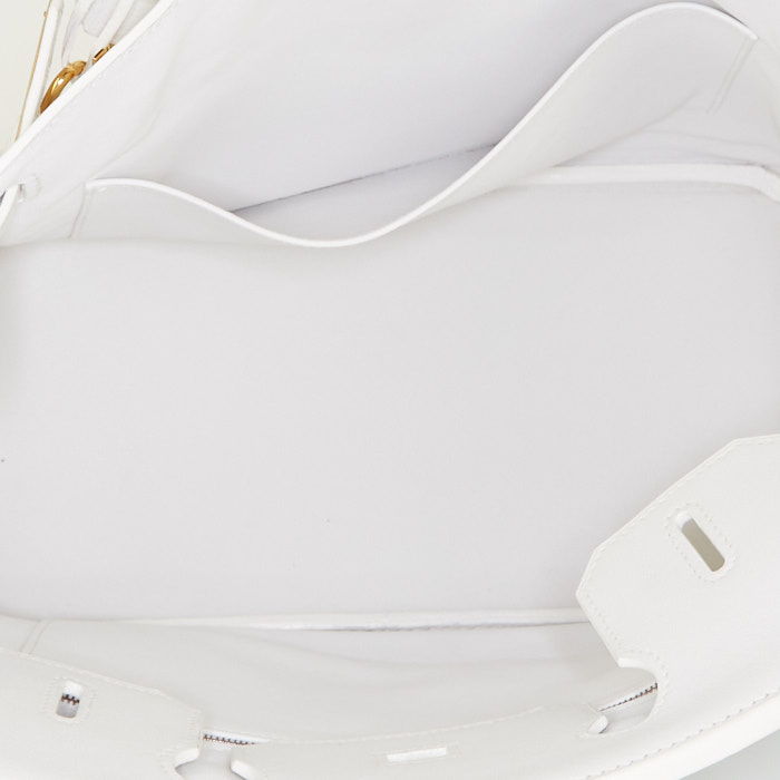 Sac à main Hermes Birkin 30 cm en cuir Swift blanc - Detail D2