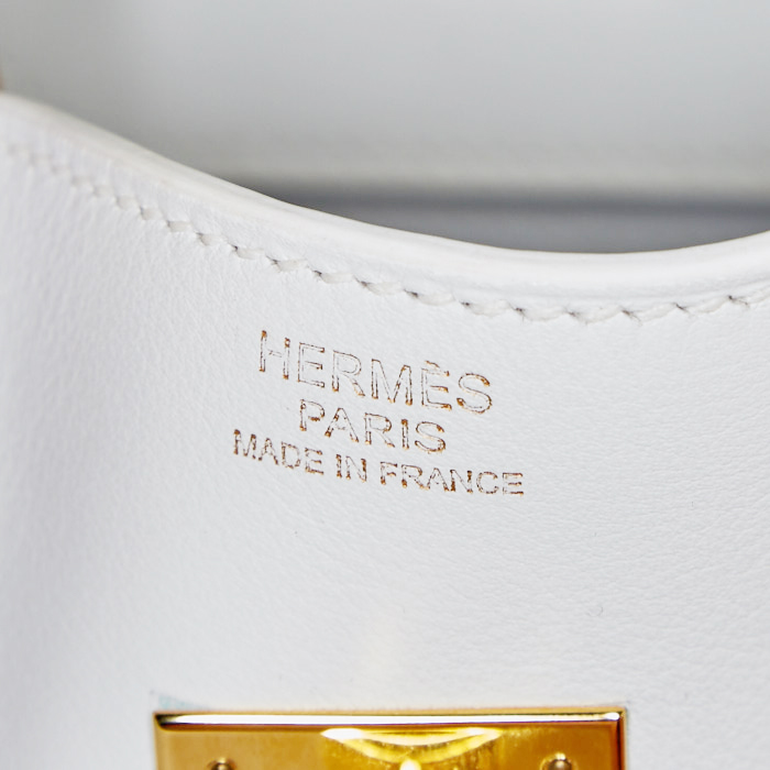 Sac à main Hermes Birkin 30 cm en cuir Swift blanc - Detail D3