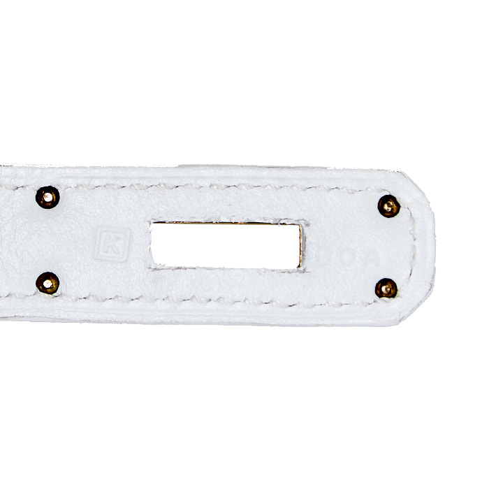 Hermes Birkin 30 cm handbag in white Swift leather - Detail D4