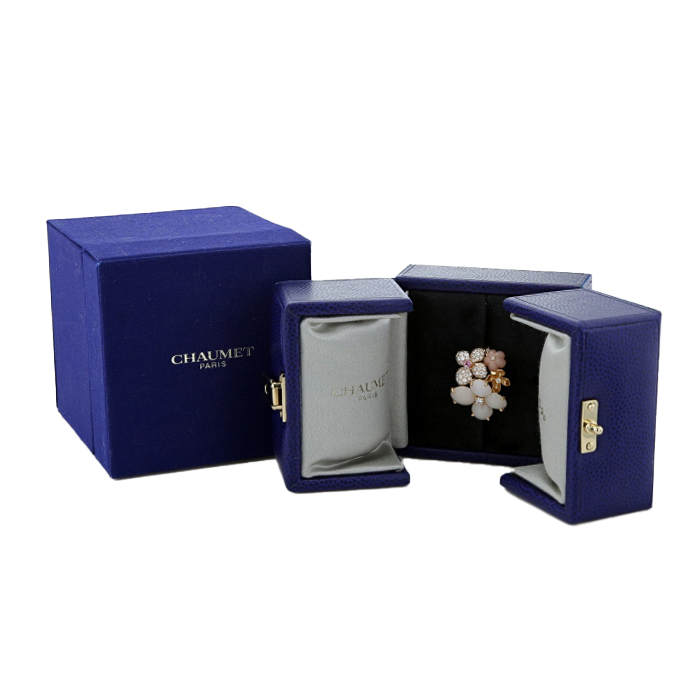 Chaumet Hortensia Aube rosée ring in pink gold, opal and diamonds - Detail D2