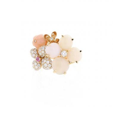 Anello Chaumet Hortensia Aube rosée in oro rosa,  opale e diamanti