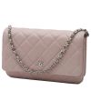 Chanel Wallet on Chain shoulder bag in pink quilted leather - 00pp thumbnail