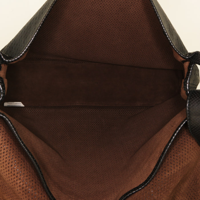 Sac bandoulière Bottega Veneta   en cuir tressé marron - Detail D2
