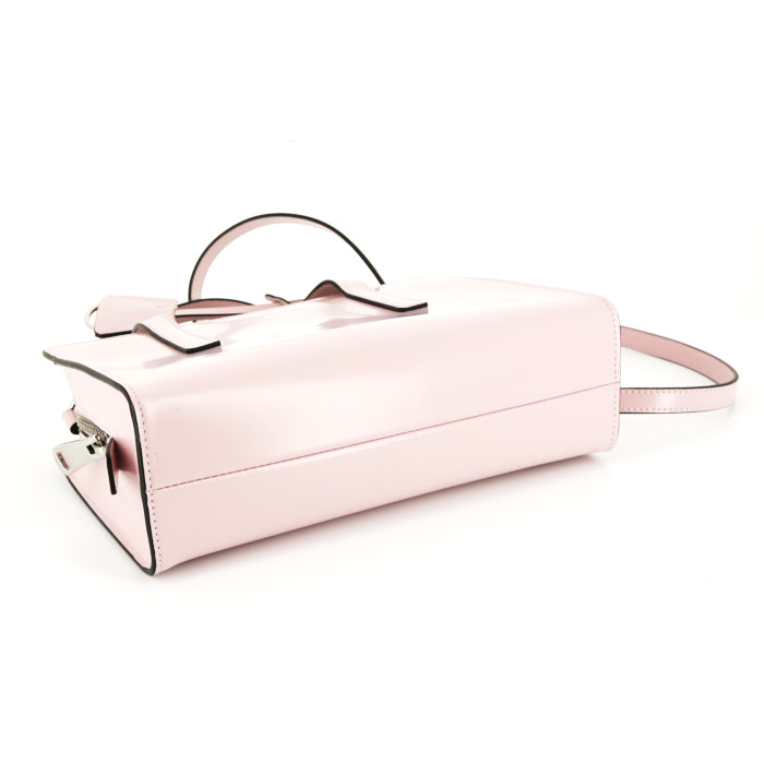 Sac bandoulière Prada  en cuir glacé rose-poudre - Detail D5