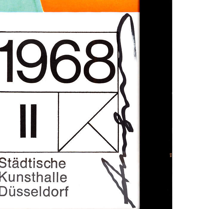 Andy Warhol, Affiche originale de l'exposition de la collection Karl Ströher à la Kunsthalle de Düsseldorf, signée et encadrée, de 1968