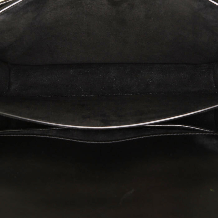 Sac bandoulière Saint Laurent Sunset en cuir lisse noir - Detail D3