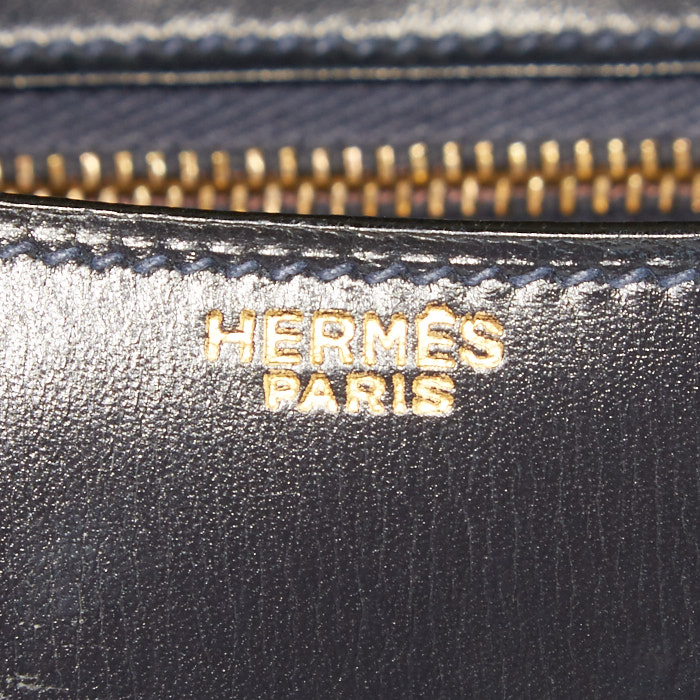 Hermes Constance handbag in navy blue box leather - Detail D4