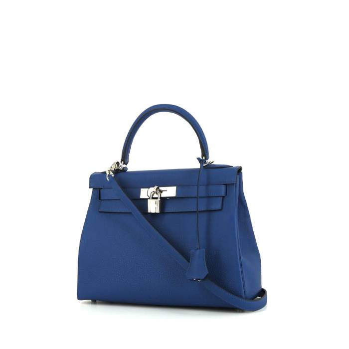 Hermès Kelly 28 cm handbag  in Bleu France togo leather - 00pp