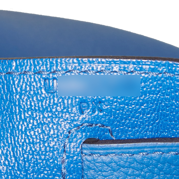 Borsa Hermès Kelly 28 cm in pelle togo Bleu France - Detail D5