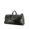 Borsa da viaggio Louis Vuitton Keepall 55 cm in tela cerata con motivo a scacchi grigio e pelle nera - 00pp thumbnail