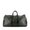 Sac de voyage Louis Vuitton Keepall 55 cm en toile damier enduite grise et cuir noir - 360 thumbnail
