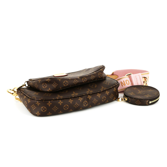Louis Vuitton Multi-Pochette Accessoires shoulder bag in brown monogram canvas and natural leather - Detail D5