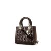 Dior Lady Dior medium model shoulder bag in plum patent leather - 00pp thumbnail