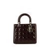 Dior Lady Dior medium model shoulder bag in plum patent leather - 360 thumbnail