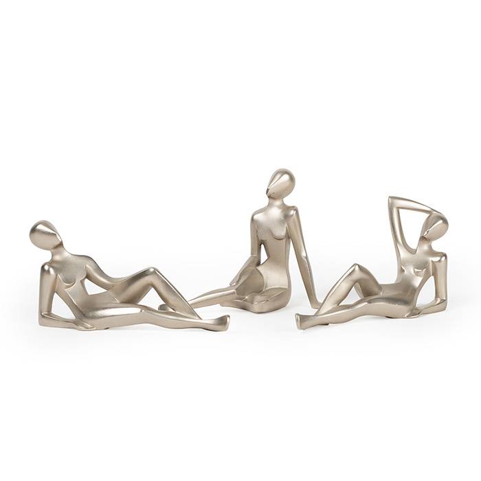 Riccardo Scarpa, a set of three "Women" sculptures", in silvered-bronze, signed, from the 1970's - 00pp
