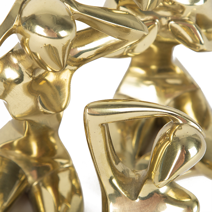 Riccardo Scarpa, a set of three "Women" sculptures", in gilded polished bronze, signed and numbered, from the 1970's