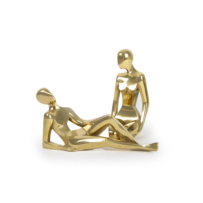 Riccardo Scarpa, a set of two "Women" sculptures", in gilded polished bronze, signed and numbered, from the 1970's - 00pp