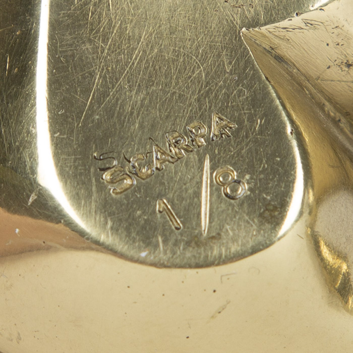 Riccardo Scarpa, a set of two "Women" sculptures", in gilded polished bronze, signed and numbered, from the 1970's