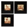 Gio Ponti & Richard Ginori, a set of three tiles "La lettura", "La canzone", "L'astronomia", in painted ceramic, manufacture stamp, framed, from the 1930's - 00pp thumbnail