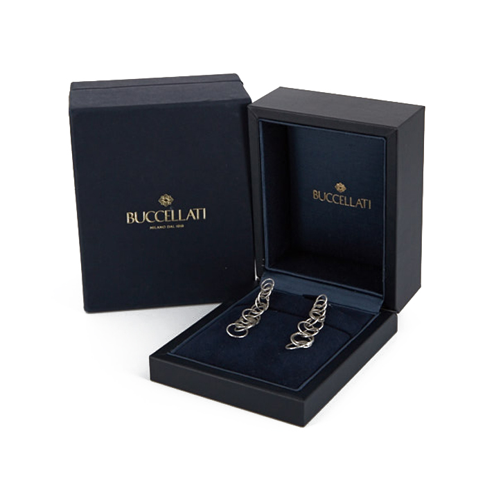 Pendientes colgantes Buccellati Hawai modelo pequeño en oro blanco - Detail D2