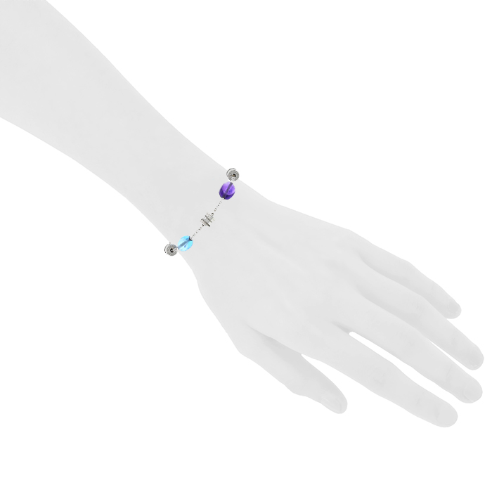 Bulgari B.Zero1 bracelet in white gold,  topaz and amethysts - Detail D1