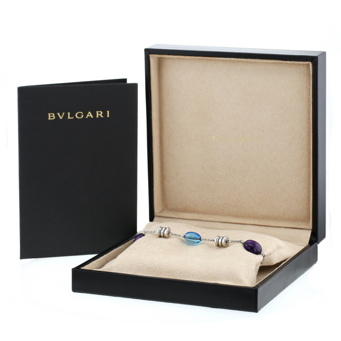 Bulgari B.Zero1 bracelet in white gold,  topaz and amethysts - Detail D2