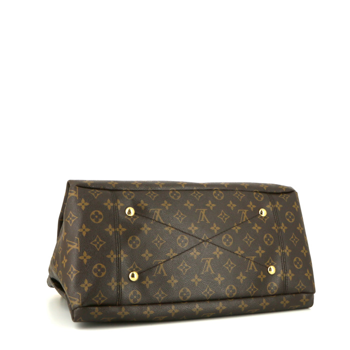 Shopping bag Louis Vuitton Artsy modello medio in tela monogram marrone e pelle naturale - Detail D4