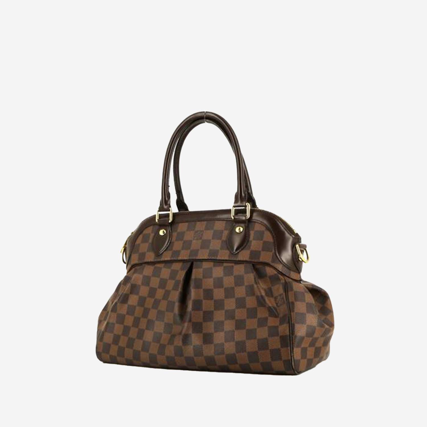 Bolso de mano Louis Vuitton  Trevi en lona a cuadros ébano y cuero marrón