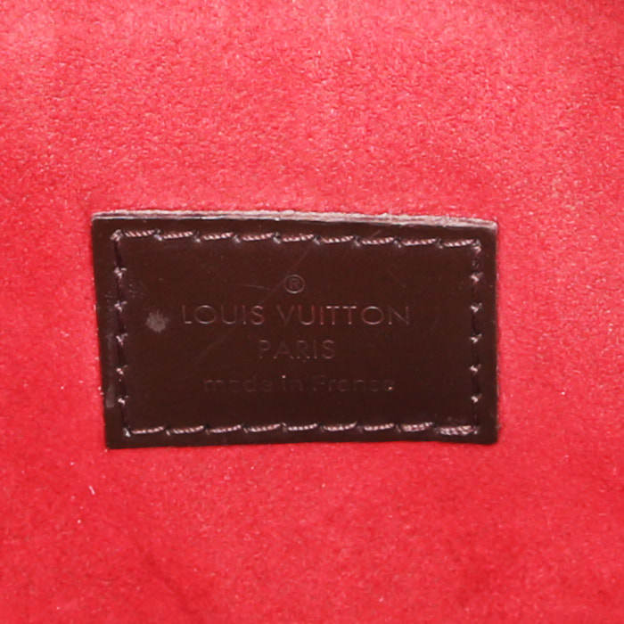 Sac à main Louis Vuitton  Trevi en toile damier ébène et cuir marron - Detail D3