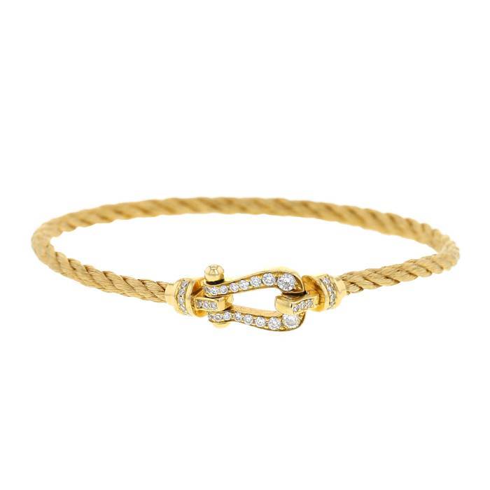 Fred Force 10 medium model bracelet in yellow gold and diamonds - 00pp
