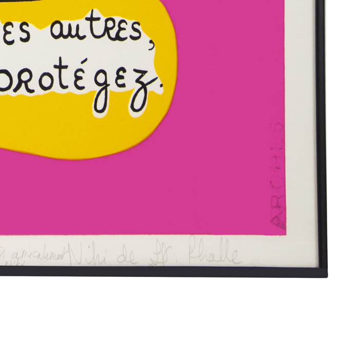 Niki de Saint Phalle, "Attention dragueurs", silkscreen in colors on paper, signed, numbered, annotated and framed, of 1990 - Detail D3