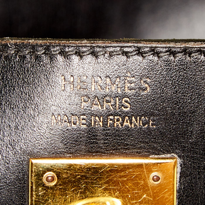 Borsa Hermes Kelly 35 cm in pelle box nera - Detail D4