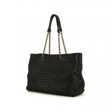 Bottega Veneta Chain Tote small model shopping bag in black intrecciato leather