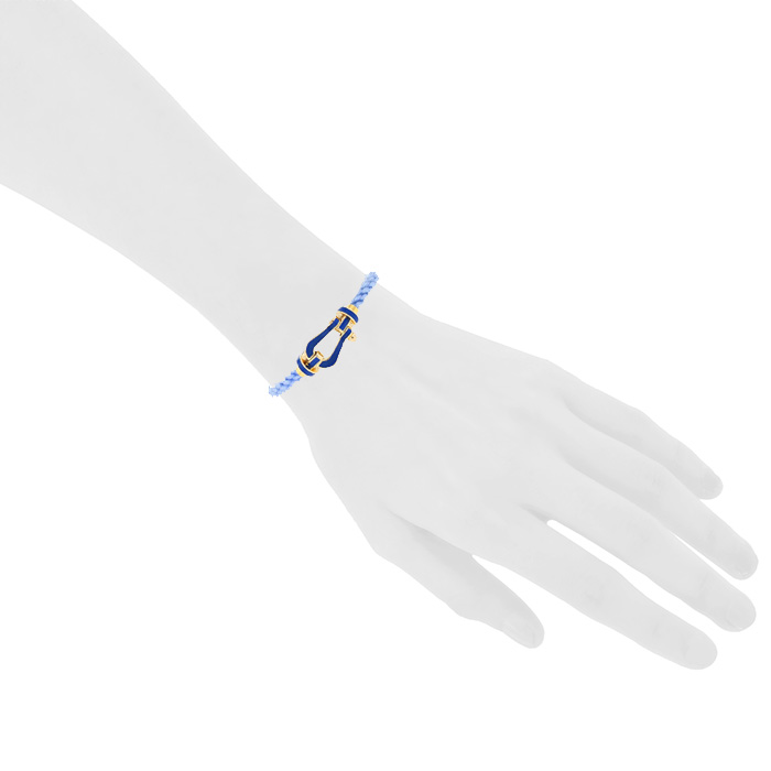 Bracelet Fred Force 10 grand modèle en or rose et laque bleue - Detail D1