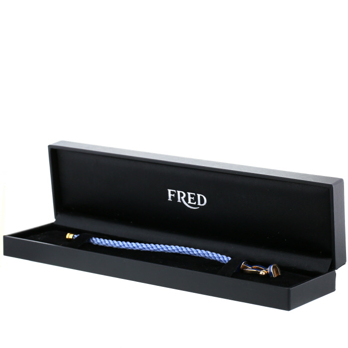 Bracelet Fred Force 10 grand modèle en or rose et laque bleue - Detail D2