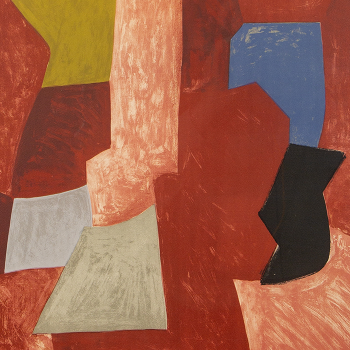 Serge Poliakoff, "Composition rouge, jaune et bleue", lithographie en couleurs sur papier, signée, numérotée et encadrée, de 1957 - Detail D1