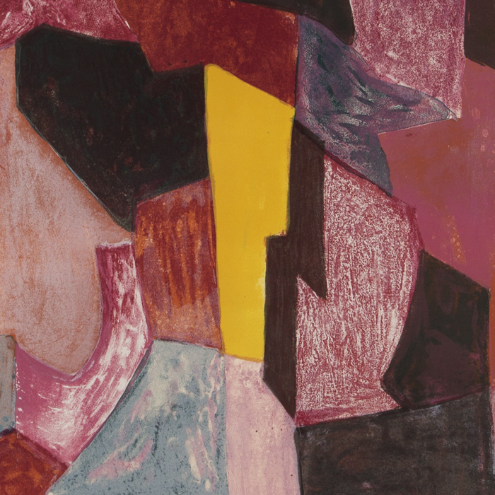 Serge Poliakoff, "Composition rouge, carmin et jaune", lithograph in colors on paper, signed, numbered and framed, of 1958 - Detail D1