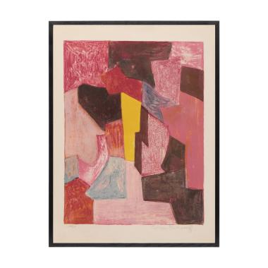 Composition rouge, carmin et jaune - 1958