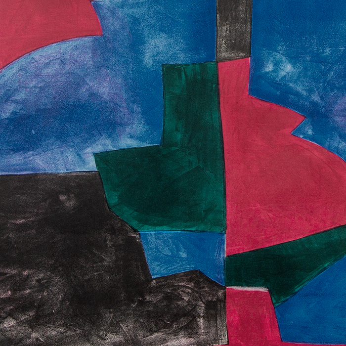 Serge Poliakoff, "Composition verte, rouge et bleue", lithograph in colors on paper, signed, annotated and framed, of 1966 - Detail D1