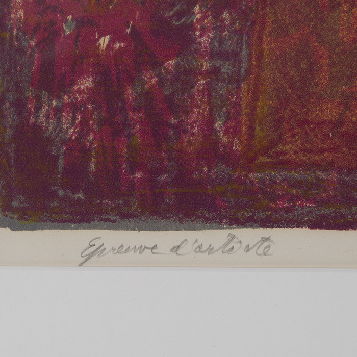 Serge Poliakoff, "Composition carmin, brune, jaune et grise", lithograph in colors on paper, signed, annotated and framed, of 1956 - Detail D2