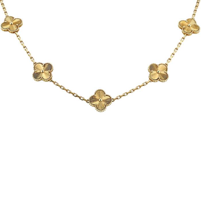 VAN CLEEF & ARPELS 18K Rose Gold Diamond Silver Obsidian Vintage Alhambra  Pendant Necklace 1316626 | FASHIONPHILE