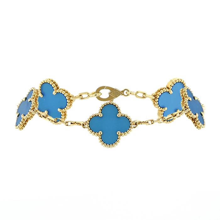 Brazalete Van Cleef & Arpels Alhambra Vintage en oro amarillo y ágata azul - 00pp