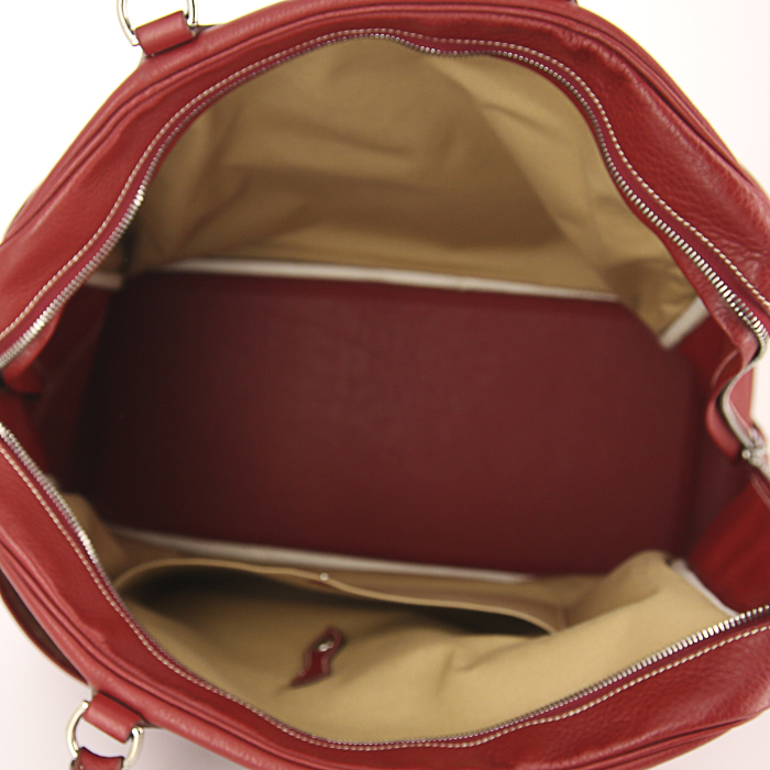 Borsa da viaggio Hermès in pelle taurillon clemence rossa - Detail D2
